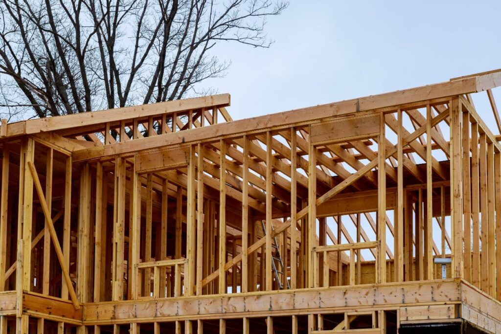 Ossature en bois d'une future maison